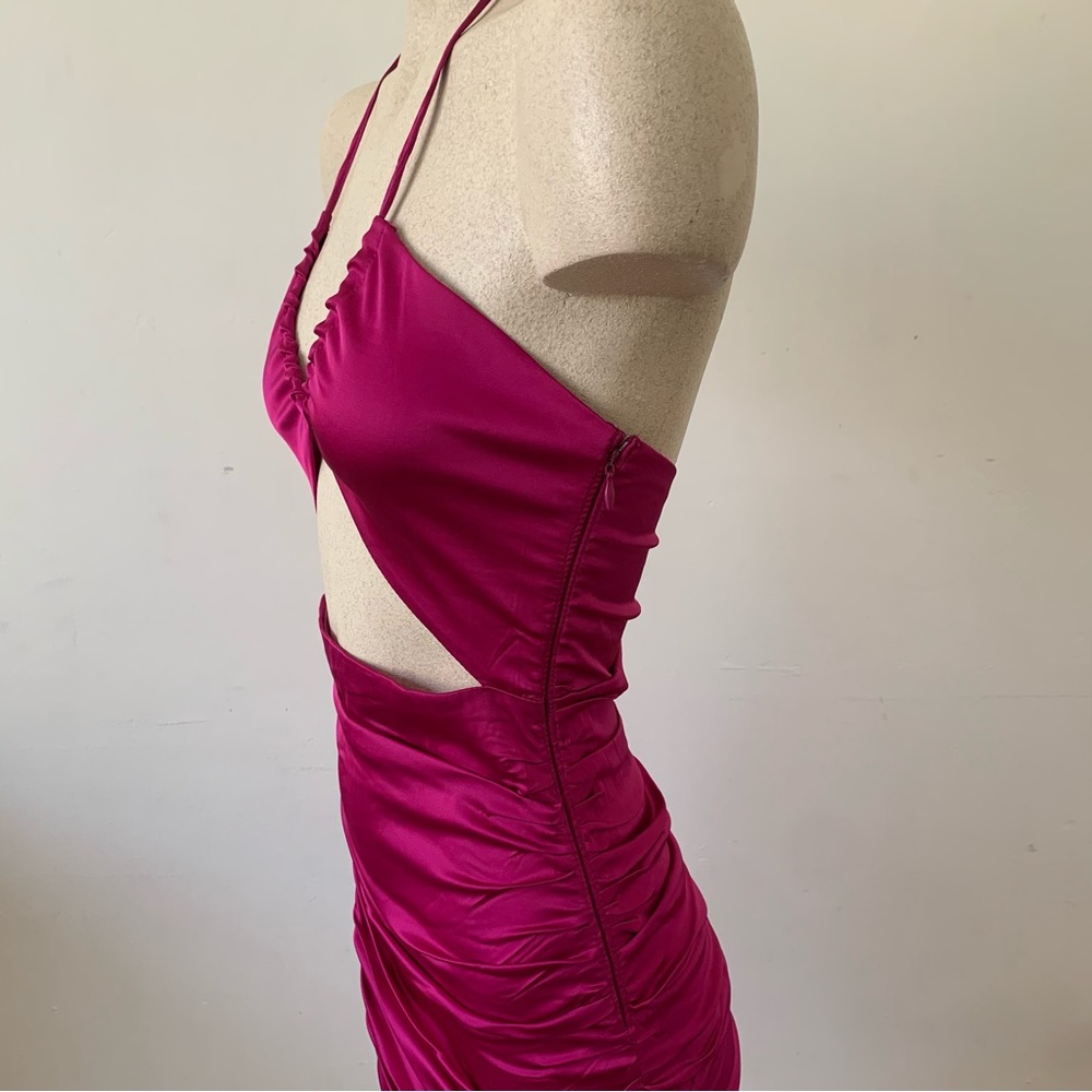 Dolls Kill Hot Pink Satin Cutout Mini Dress S - Picture 4 of 7